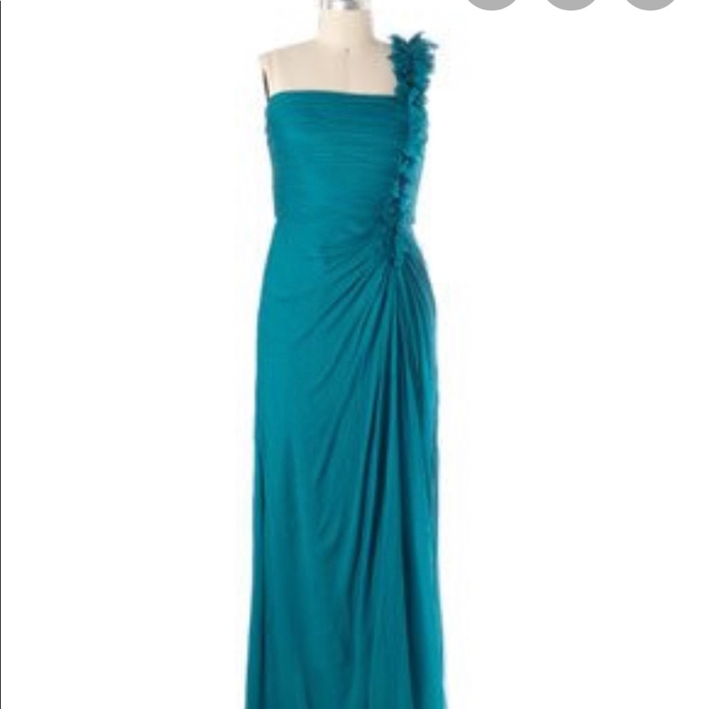 Tadashi Collection green one shoulder formal dress